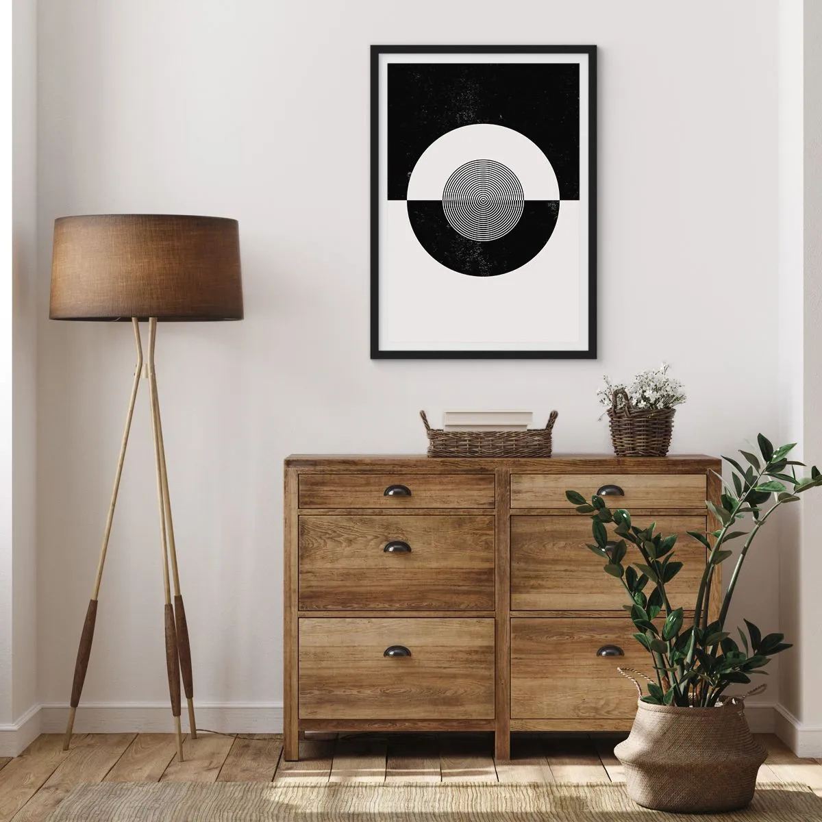Poster in einem schwarzem Rahmen - Harmonie in Schwarz und Weiß - 40x50 cm