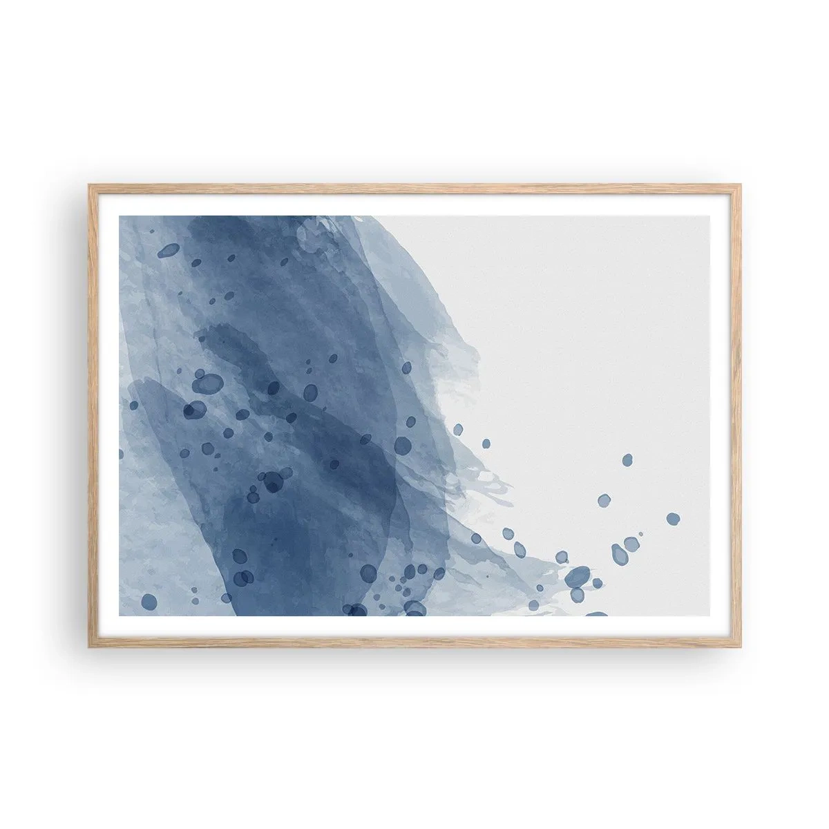 Poster in einem Rahmen aus heller Eiche - Blauer Tüll - 100x70 cm