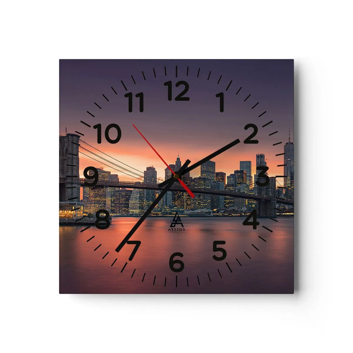 Wanduhr - Glasuhr - Eingetaucht in lila Stille - 30x30 cm