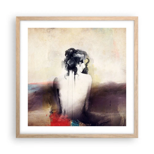 Poster in einem Rahmen aus heller Eiche - Glatte Linien, ovale Formen - 50x50 cm