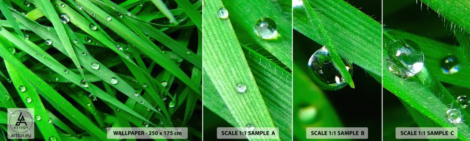 Fototapeten Muster Selbstklebend Deluxe Sticker - Grün spielen - Natur, Grünes Gras, Garten - 100x30 cm