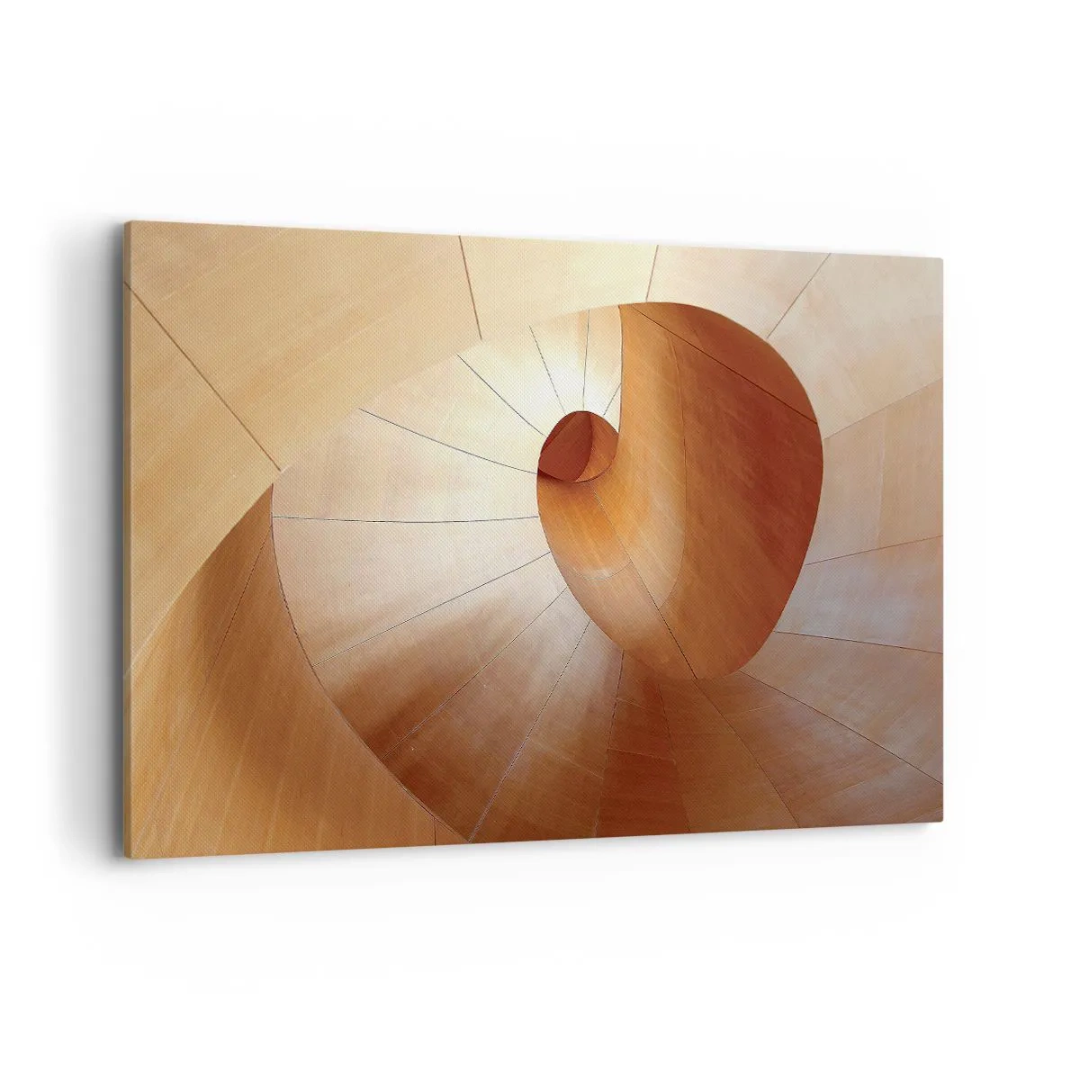 Bild auf Leinwand - Leinwandbild - Abstrakte Spirale in Holz- und Hellbrauntönen - 120x80cm - Architektonische Serpentine - Moderne Wanddekoration für Wohnzimmer und Schlafzimmer ARTTOR