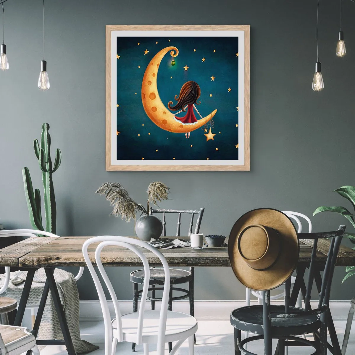 Poster in einem Rahmen aus heller Eiche - Einmal… - 30x30 cm