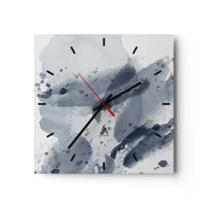 Wanduhr - Glasuhr - Abstrakte Flecken in Blautönen auf hellem Hintergrund - 30x30cm - Eine Studie über die Natur des Wassers - Moderne Wanddekoration für Wohnzimmer und Schlafzimmer ARTTOR