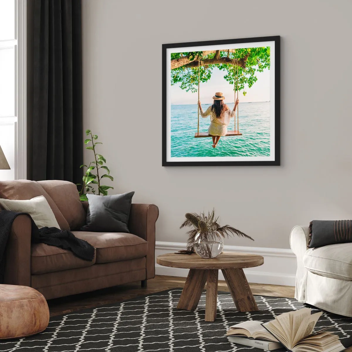 Poster in einem schwarzem Rahmen - Das Leben ist wunderschön - 60x60 cm