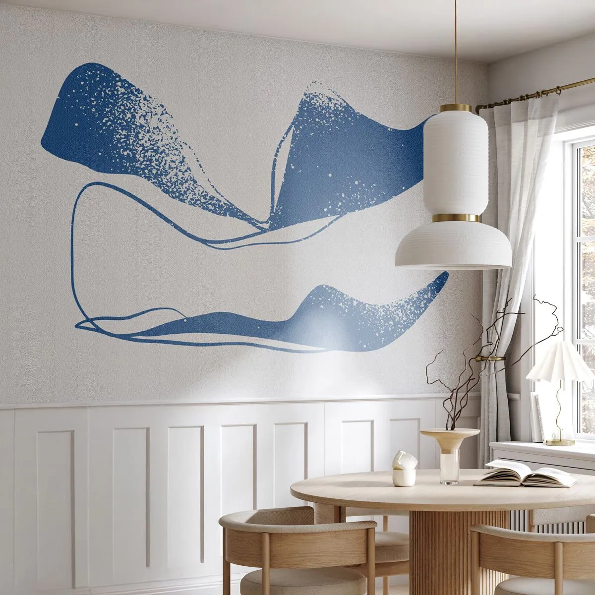 Fototapete Premium Sand - Eine minimalistische Form, die an ausgebreitete Flügel erinnert - 100x70cm - Geflügelte Abstraktion - Moderne Wanddekoration für Wohnzimmer und Schlafzimmer ARTTOR