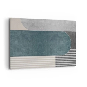 Bild auf Leinwand - Leinwandbild - Geometrische Abstraktion in Grau- und Grüntönen - 120x80cm - Komposition auf der Ebene - Moderne Wanddekoration für Wohnzimmer und Schlafzimmer ARTTOR