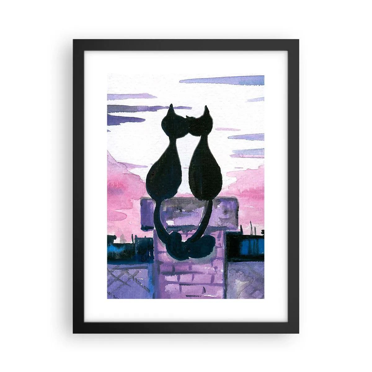 Poster in einem schwarzem Rahmen - Rendez-vous unter dem Mond - 30x40 cm