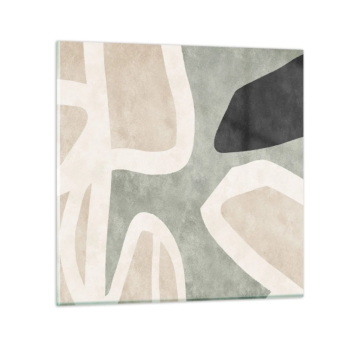 Glasbild - Bild auf glas - Komposition mit schwarzem Motiv - 40x40 cm