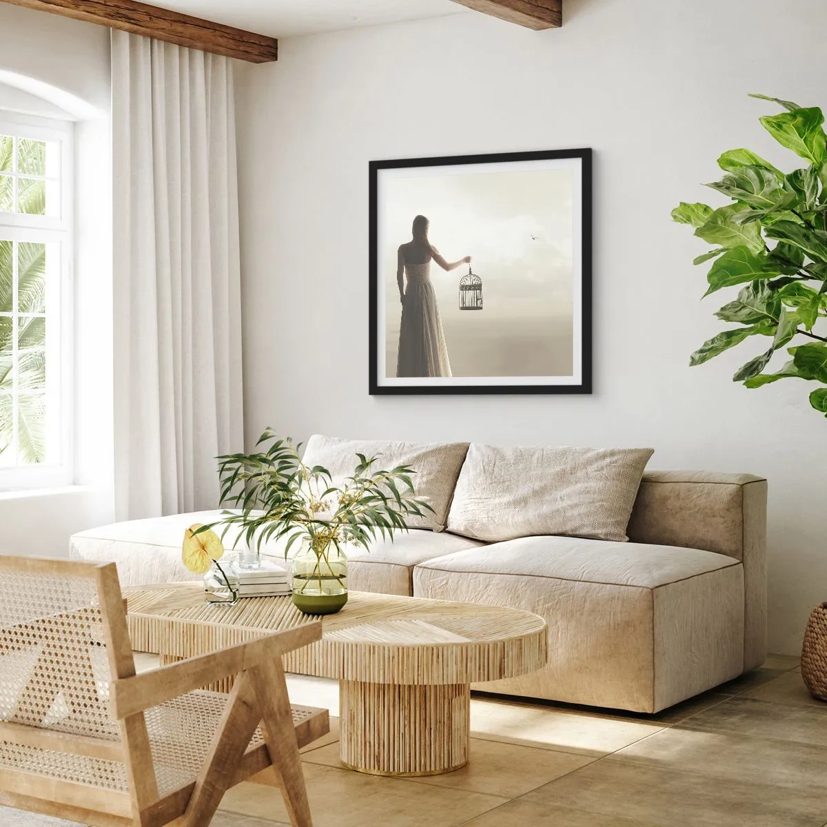 Poster in einem schwarzem Rahmen - Sei frei - 60x60 cm