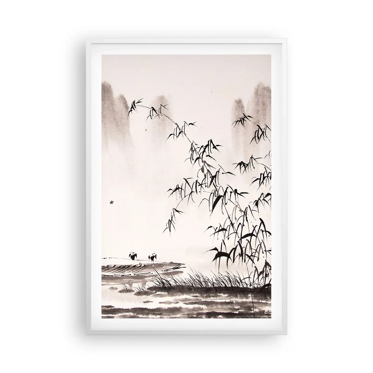 Poster in einem weißen Rahmen - Die Stille der Reisfelder - 61x91 cm