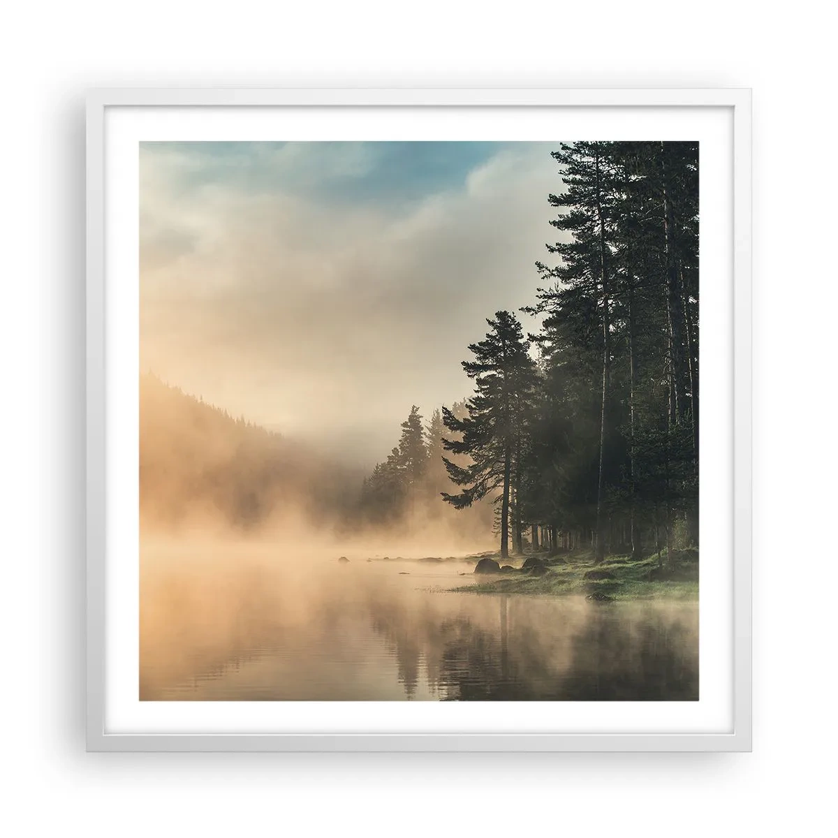 Poster in einem weißen Rahmen - Die Geburt des Tages - 60x60 cm