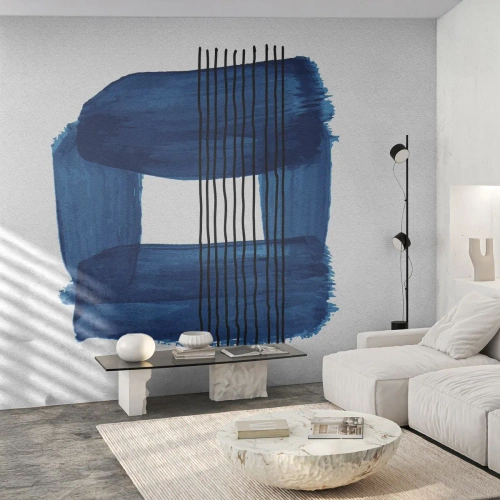 Selbstklebende Fototapete Deluxe Sticker - Blaue und schwarze Komposition - Abstraktion, Stück, Moderne Kunst - 150x105 cm