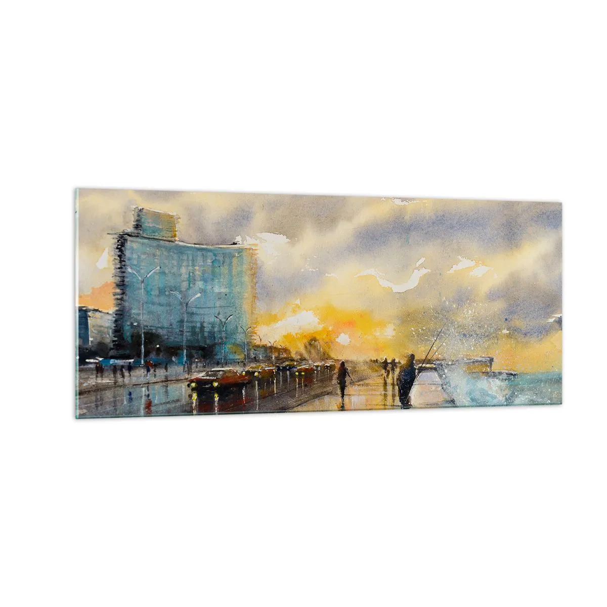 Glasbild - Bild auf glas - Leben am Ufer - 100x40 cm