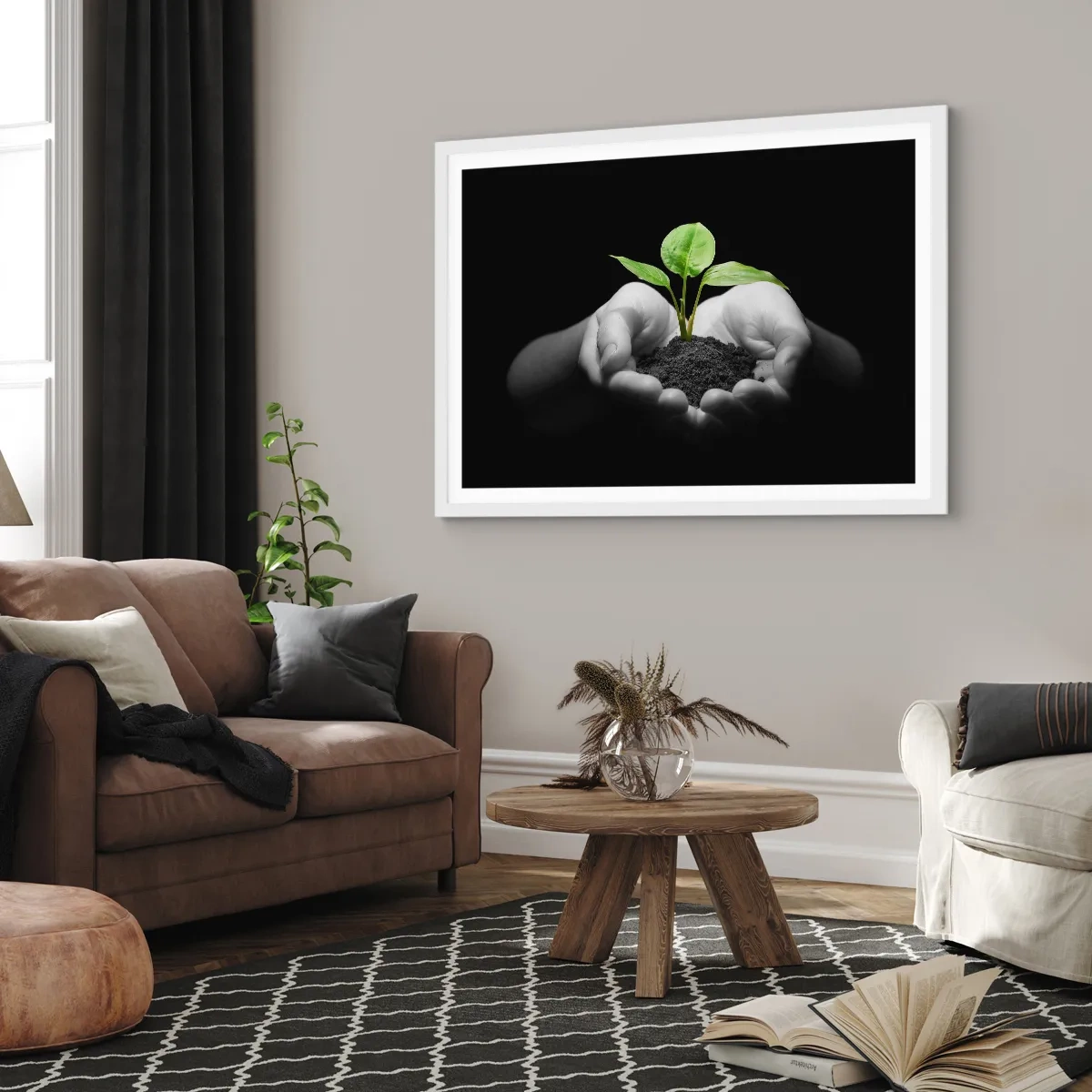 Poster in einem weißen Rahmen - Ich liebe die Natur, ich beschütze sie - 40x30 cm