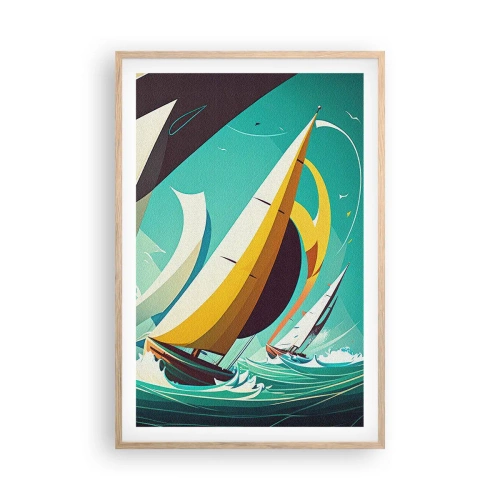 Poster in einem Rahmen aus heller Eiche - Viel Glück mit den Elementen - 61x91 cm