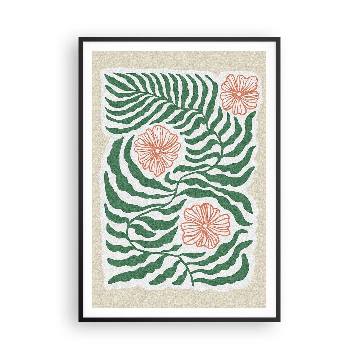 Poster in einem schwarzem Rahmen - Aufgeblüht in Grün - 70x100 cm