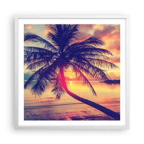 Poster in einem weißen Rahmen - Abend unter Palmen - 60x60 cm