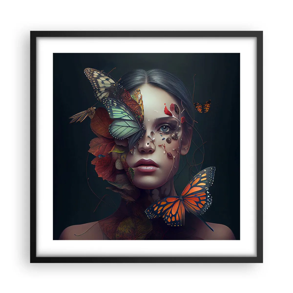 Poster in einem schwarzem Rahmen - Wunderbare Metamorphose - 50x50 cm