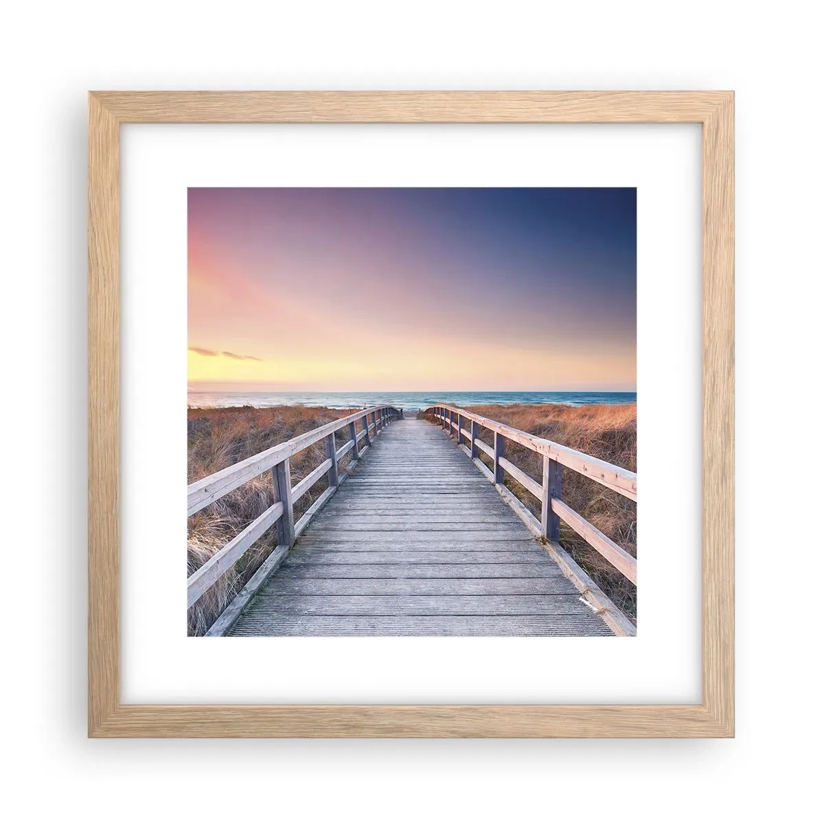 Poster in einem Rahmen aus heller Eiche - Baltische Abend-Aurora - 30x30 cm