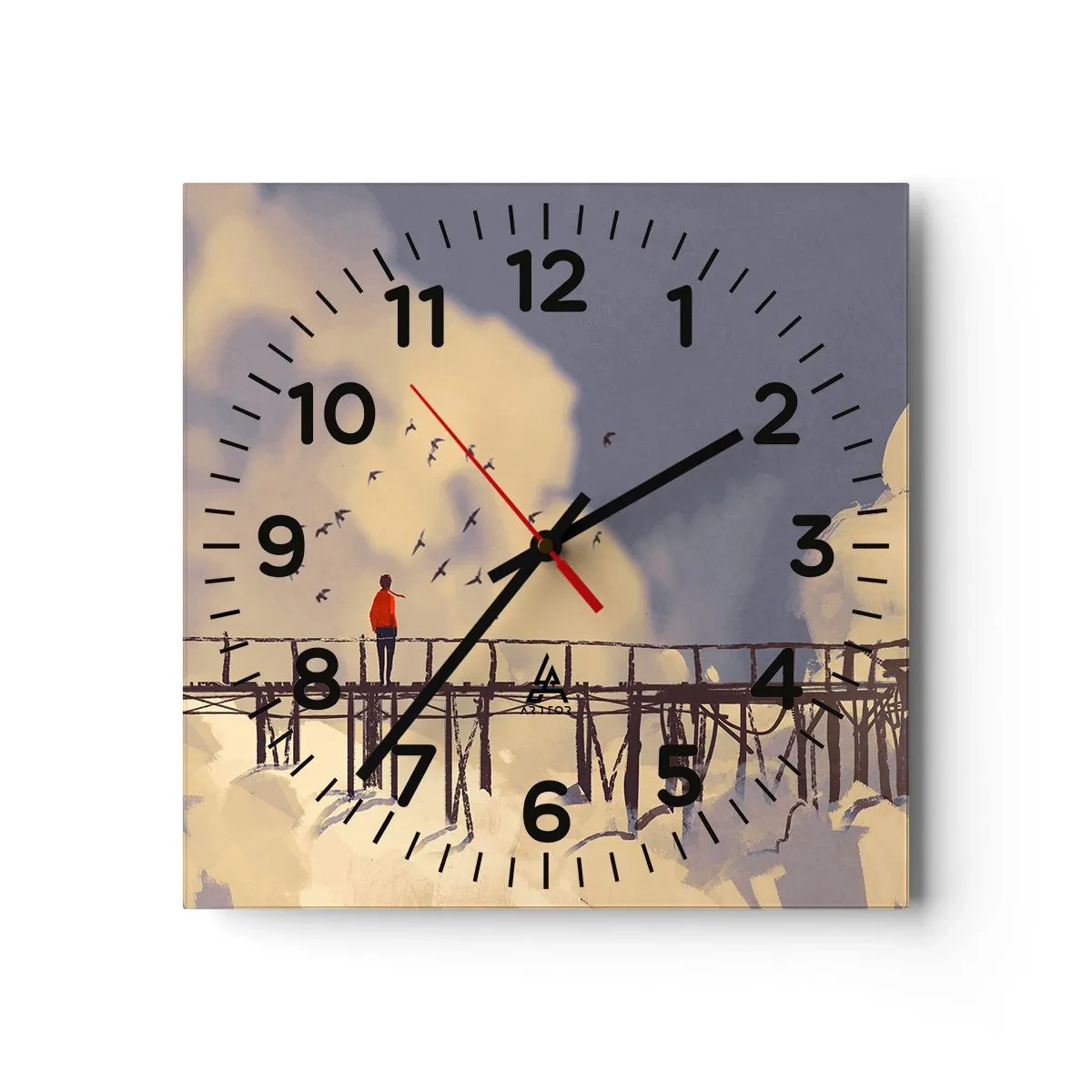 Wanduhr - Glasuhr - Blaue Sehnsucht - 30x30 cm
