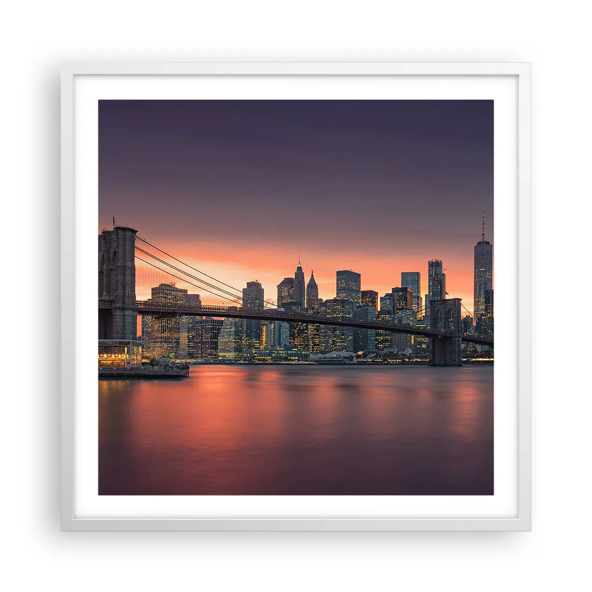 Poster in einem weißen Rahmen - Eingetaucht in lila Stille - 60x60 cm