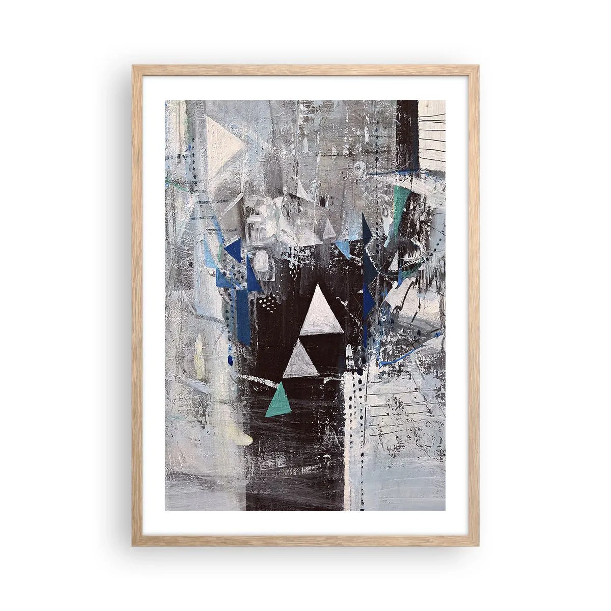 Poster in einem Rahmen aus heller Eiche - Überschreibende Reihenfolge der Dreiecke - 50x70 cm
