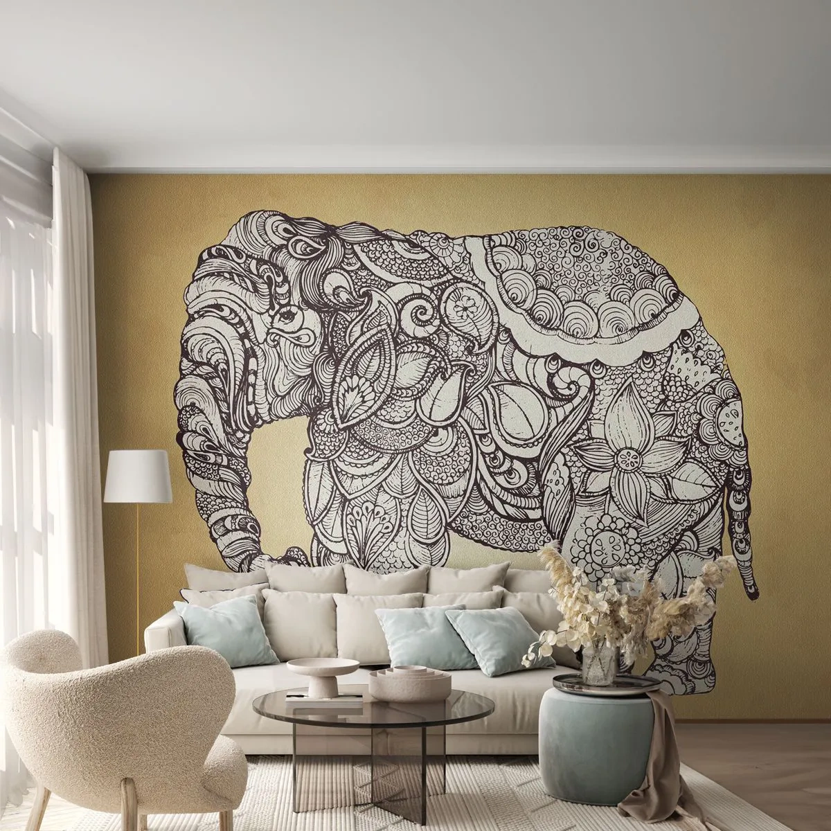 Fototapete Premium Canvas - Elefant verhüllte sich - Elefant, indisch, Tier - 250x175 cm
