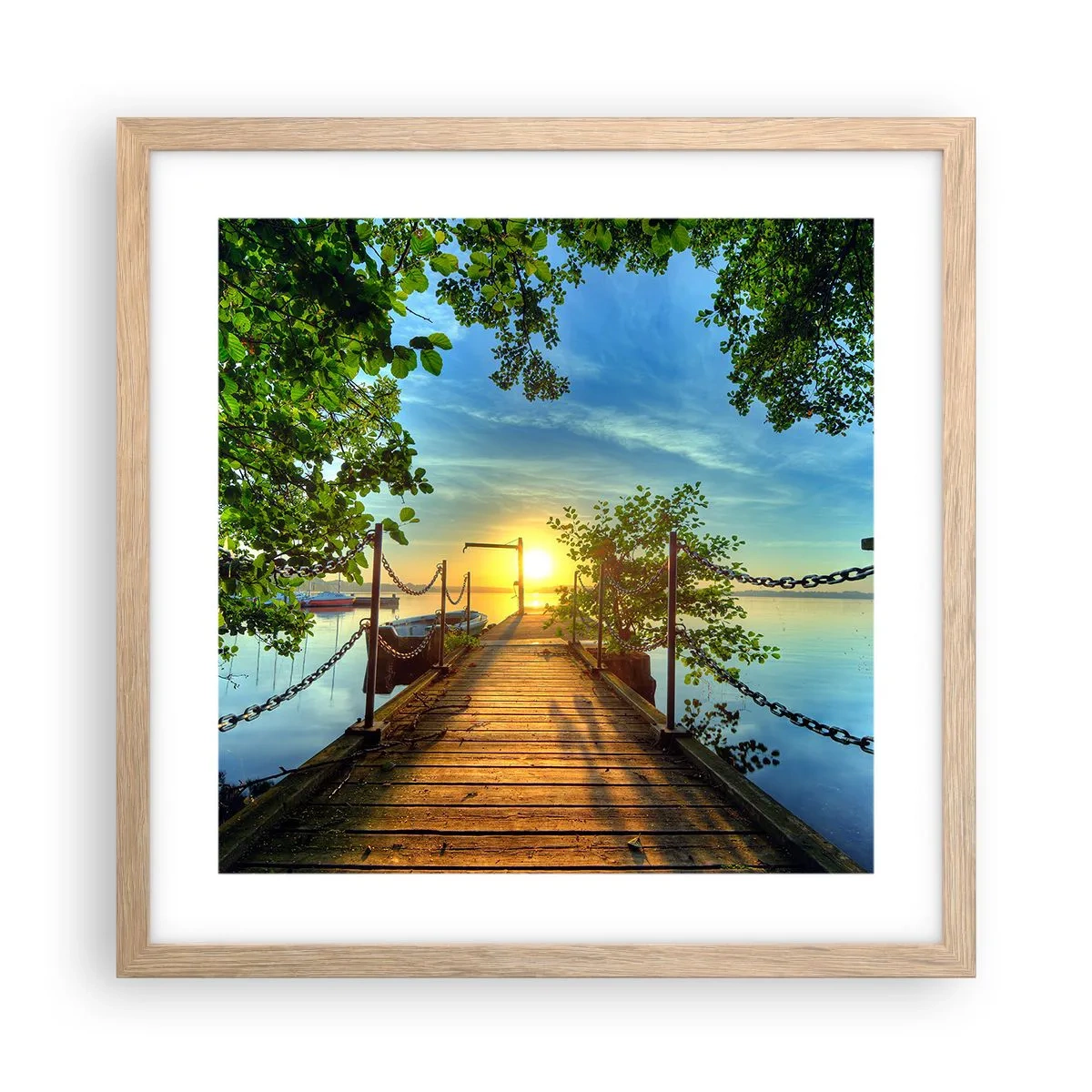 Poster in einem Rahmen aus heller Eiche - Westen auf dem Wasser - 40x40 cm