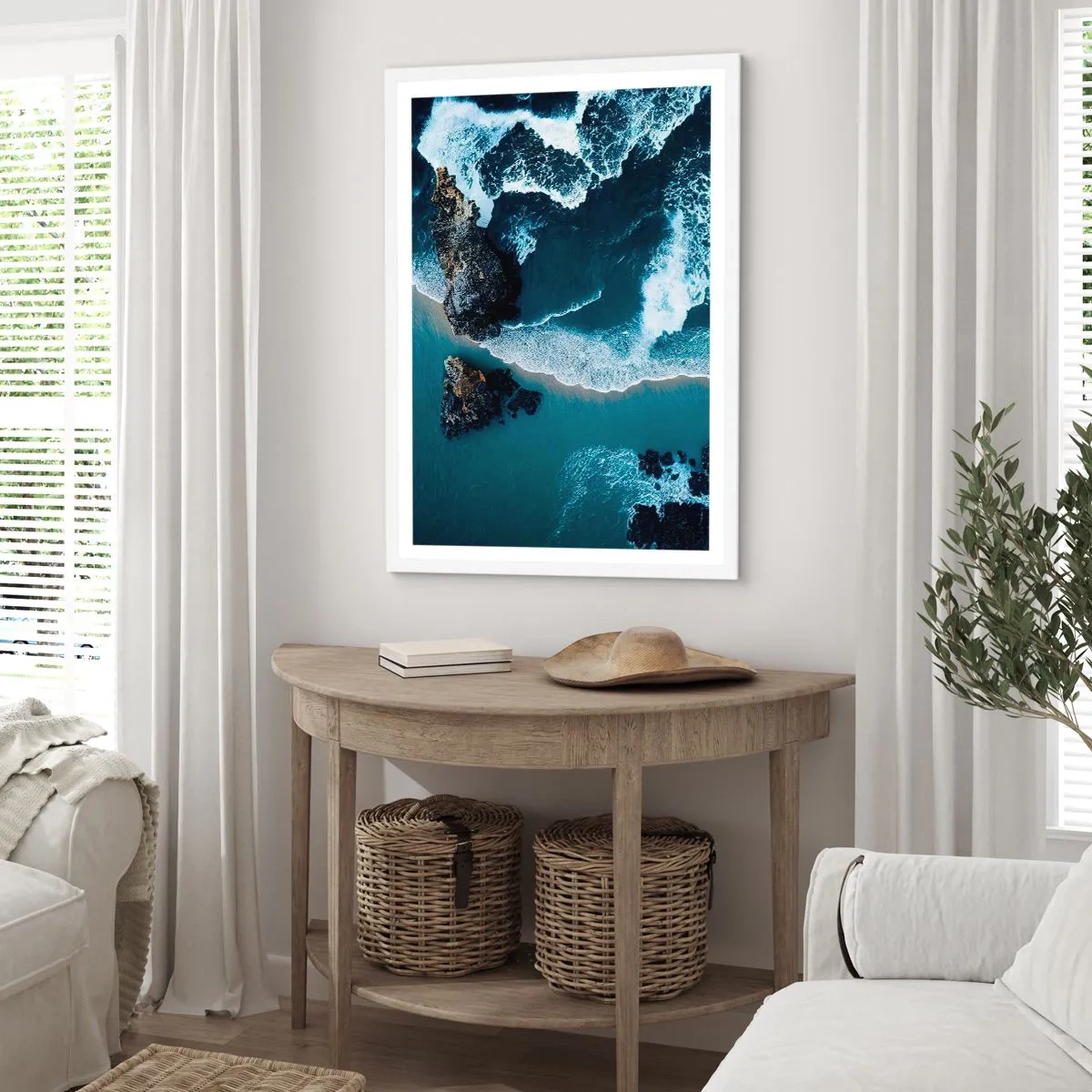 Poster in einem weißen Rahmen - In Wellen gehüllt - 70x100 cm