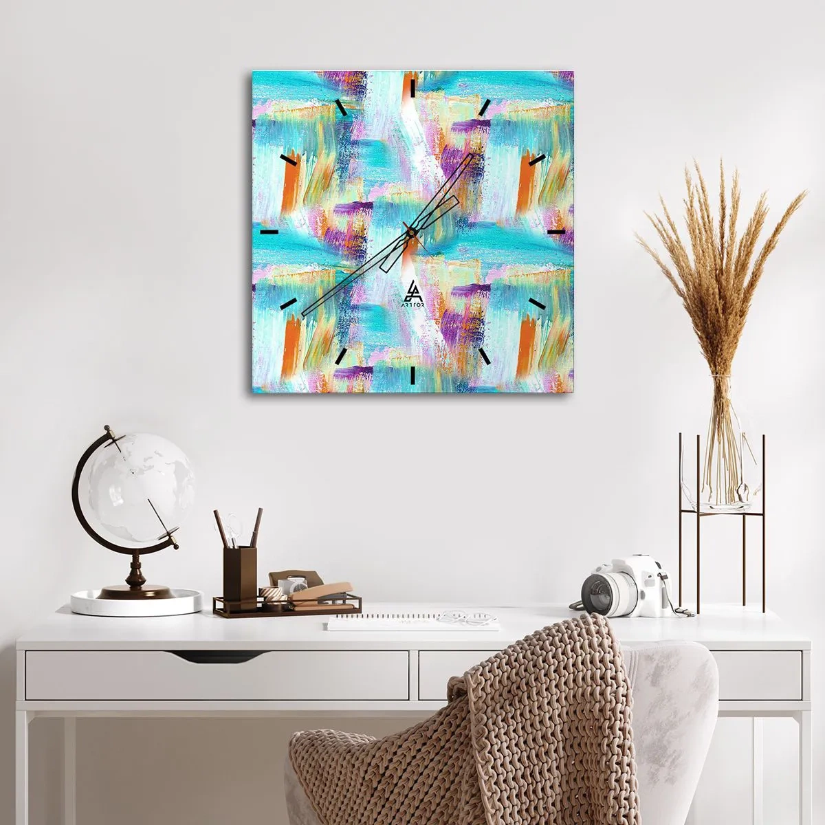 Wanduhr - Glasuhr - Fröhlicher Labyrinth-Liner - 40x40 cm