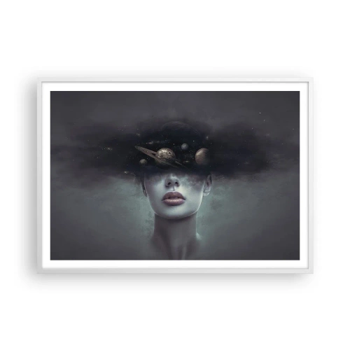 Poster in einem weißen Rahmen - Und die Planeten spielen verrückt ... - 100x70 cm