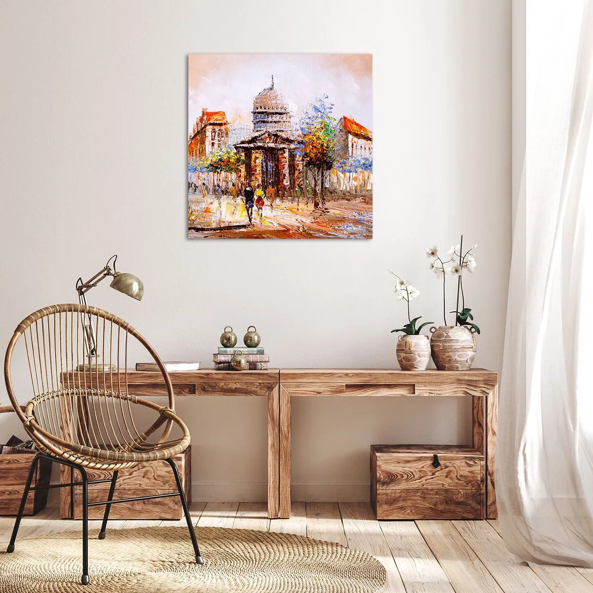 Bild auf Leinwand - Leinwandbild - Pariser Spaziergang - 70x70 cm