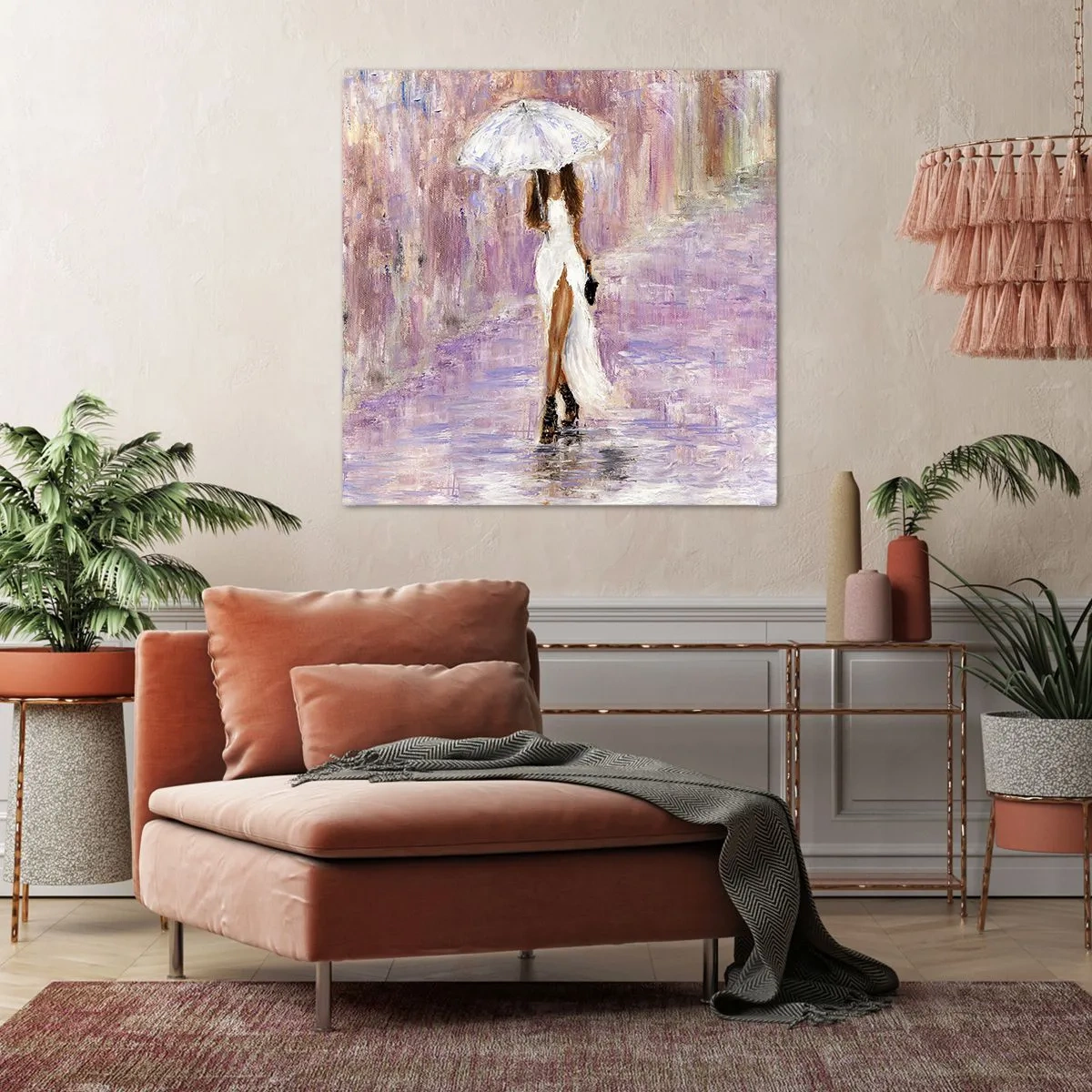 Bild auf Leinwand - Leinwandbild - Im lila Regen - 40x40 cm