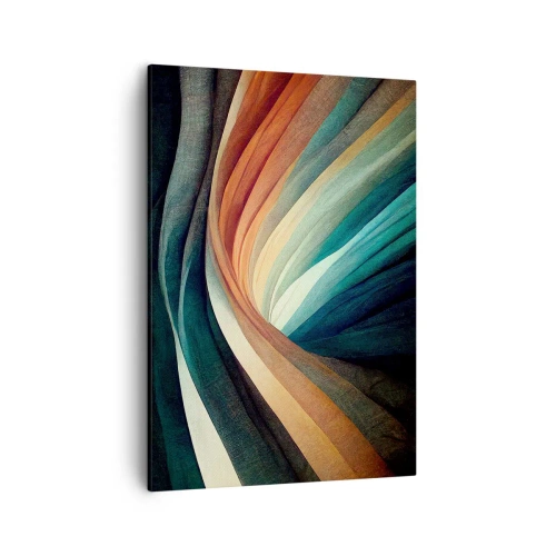 Bild auf Leinwand - Leinwandbild - Abstrakte Wellen in warmen und kühlen Farbtönen - 50x70cm - Aus Farben gewebt - Moderne Wanddekoration für Wohnzimmer und Schlafzimmer ARTTOR