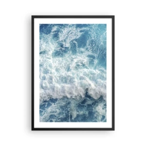 Poster in einem schwarzem Rahmen - Dynamische Meereswellen in Blautönen - 50x70cm - Freudig und springend - Moderne Wanddekoration für Wohnzimmer und Schlafzimmer ARTTOR