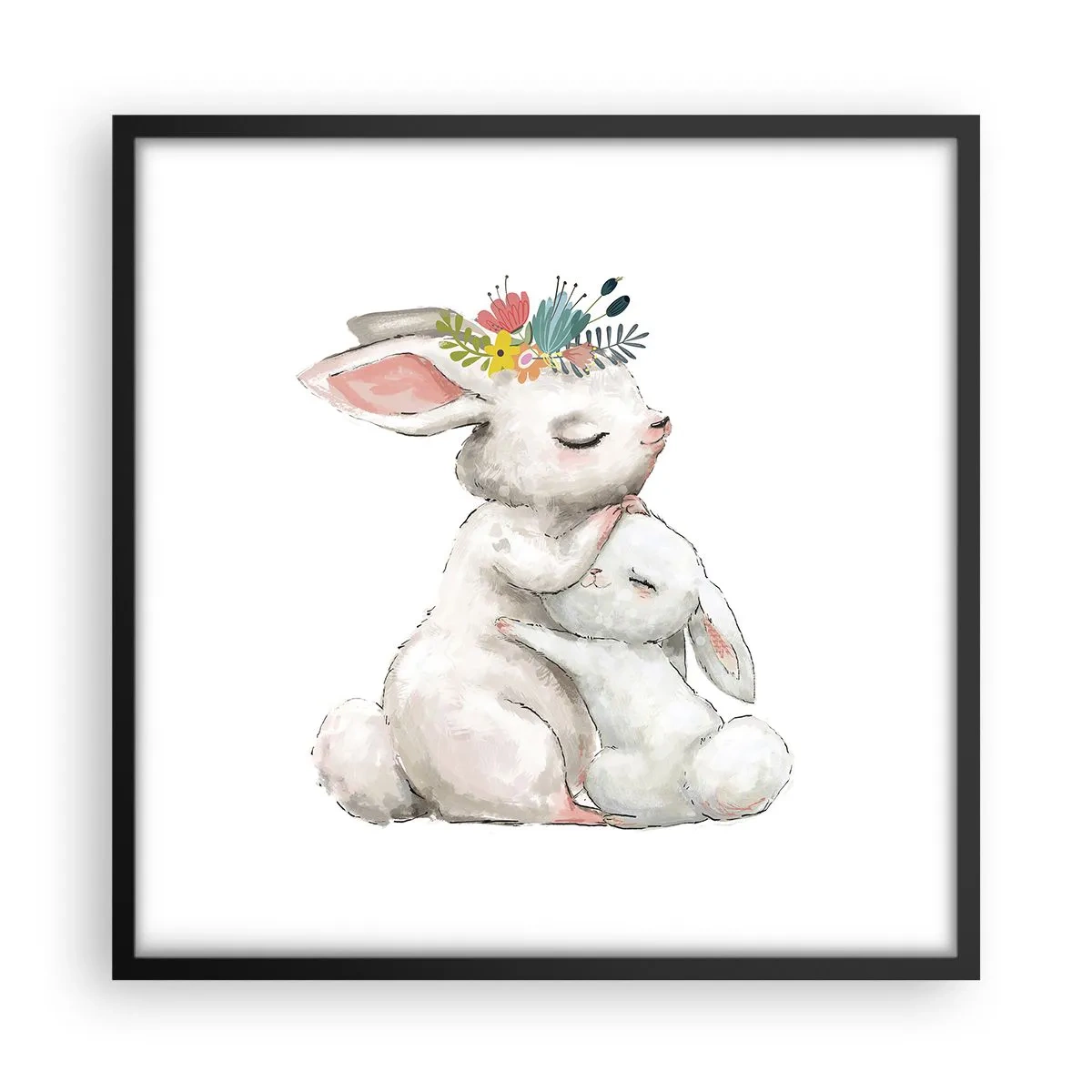 Poster in einem schwarzem Rahmen - Bei Mama ist's am schönsten - 50x50 cm