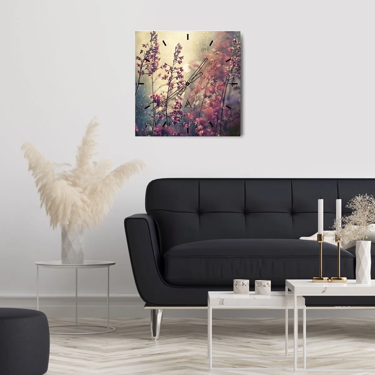 Wanduhr - Glasuhr - Blumen im Sonnenlicht vor dem Hintergrund der Natur - 30x30cm - Geheimnisvoller Garten - Moderne Wanddekoration für Wohnzimmer und Schlafzimmer ARTTOR