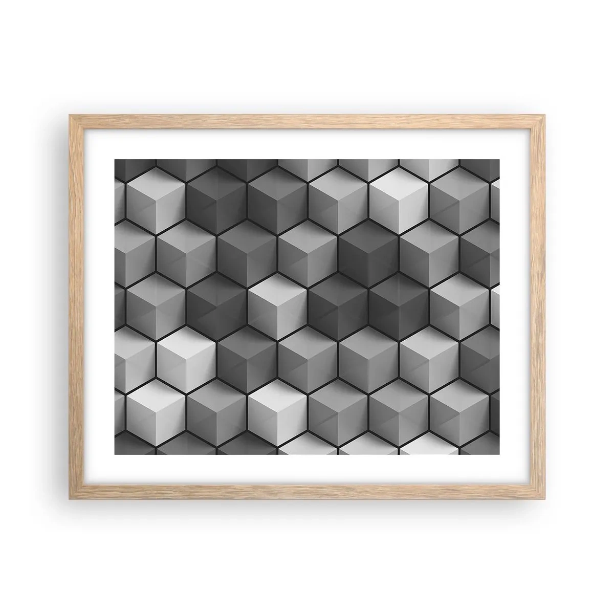 Poster in einem Rahmen aus heller Eiche - Kubistisches Puzzle - 50x40 cm