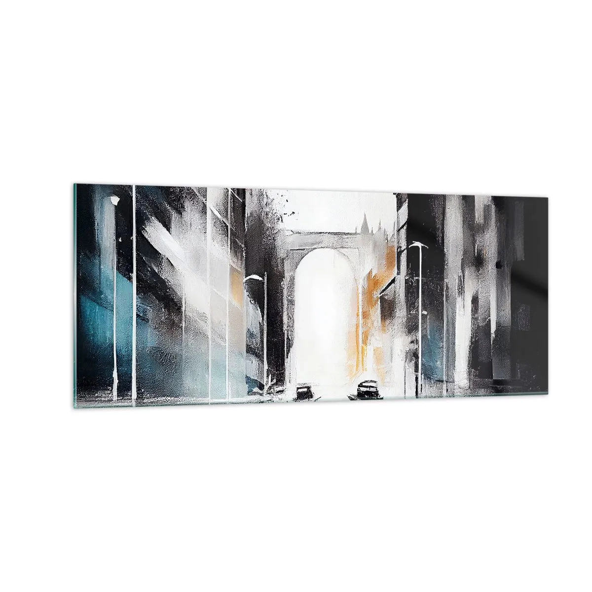 Glasbild - Bild auf glas - Stadtstudie: Architektur und Bewegung - 100x40 cm