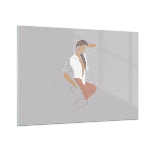 Glasbild - Bild auf glas - Frauensilhouette im minimalistischen Stil - 100x70cm - Umriss der Anmut - Moderne Wanddekoration für Wohnzimmer und Schlafzimmer ARTTOR