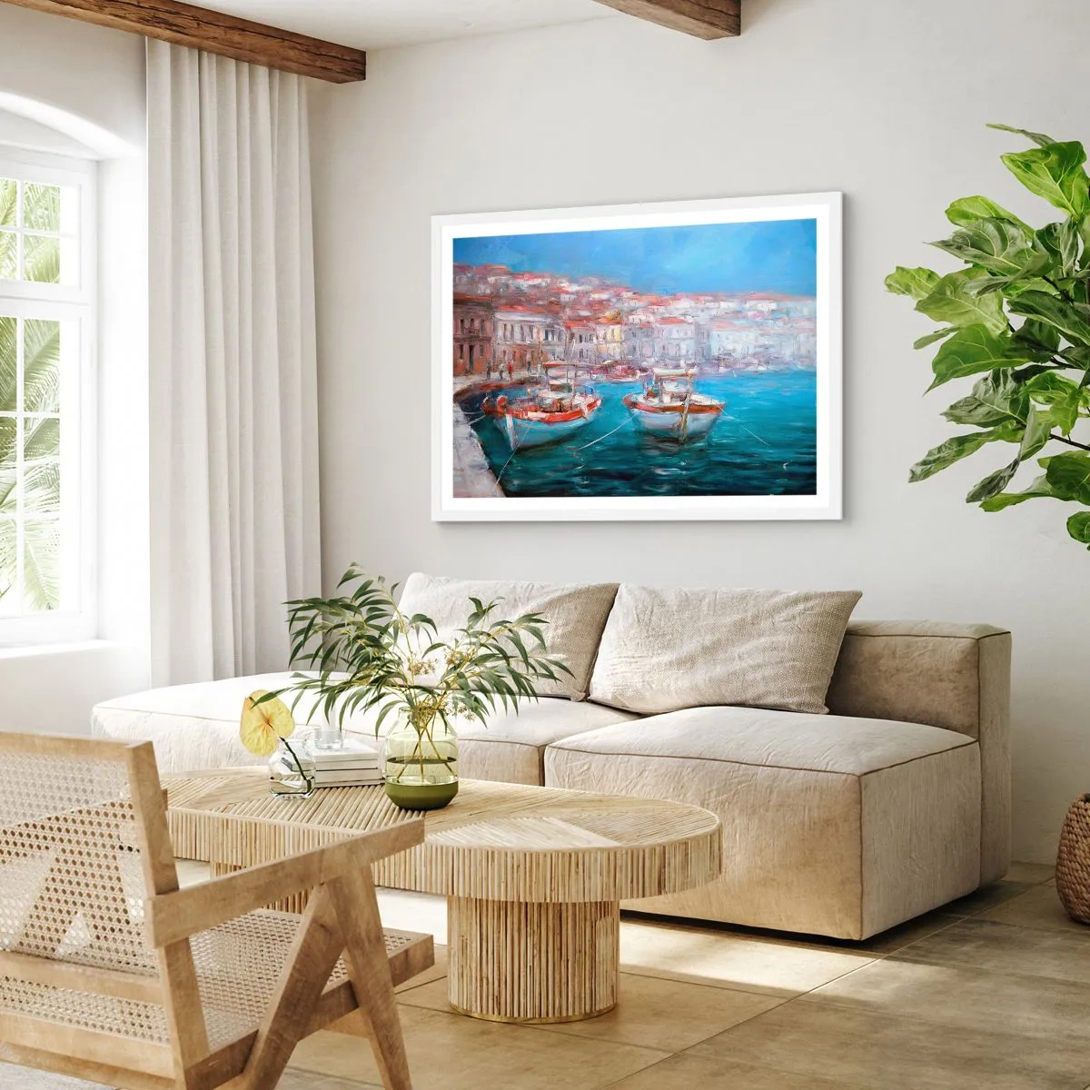 Poster in einem weißen Rahmen - Italienische Bucht - 70x50 cm