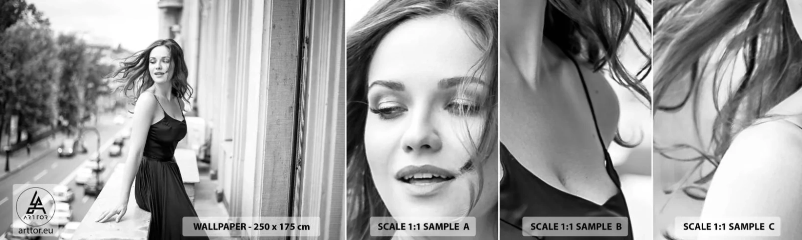 Fototapetenmuster Standard Eco - Bestimmt ein Pariser - Frau, Stadt, Die Architektur - 100x30 cm