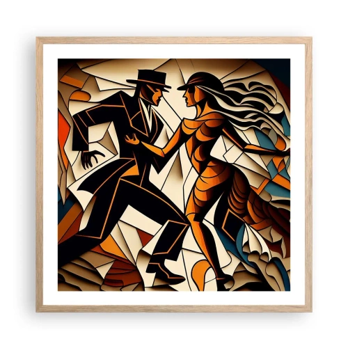 Poster in einem Rahmen aus heller Eiche - Tanz der Passion und Leidenschaft - 60x60 cm