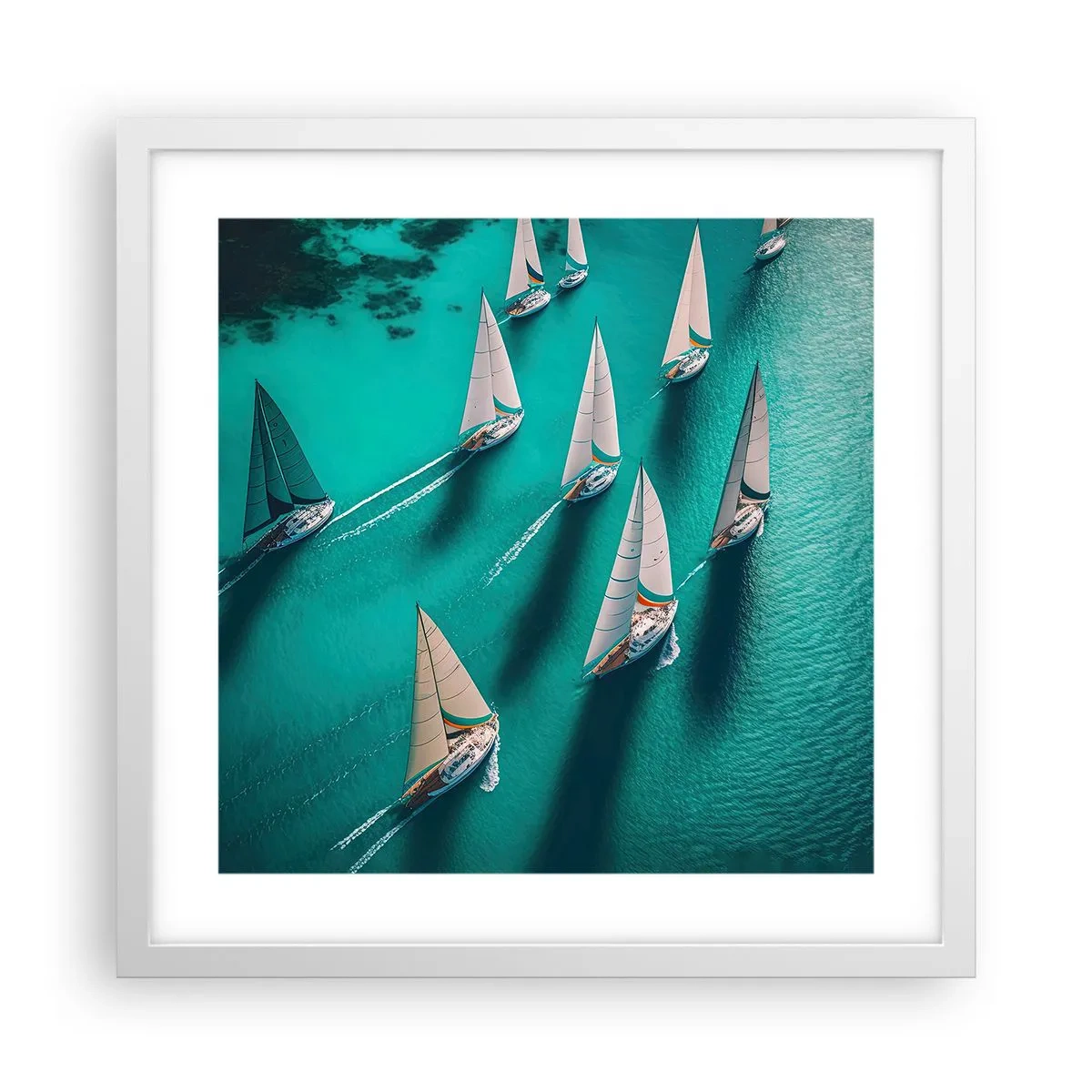 Poster in einem weißen Rahmen - Im Wettbewerb mit dem Wind - 40x40 cm