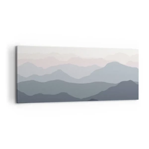 Bild auf Leinwand - Leinwandbild - Dezente Bergschichten in Grau- und Blautönen - 120x50cm - Wellen der Berge - Moderne Wanddekoration für Wohnzimmer und Schlafzimmer ARTTOR