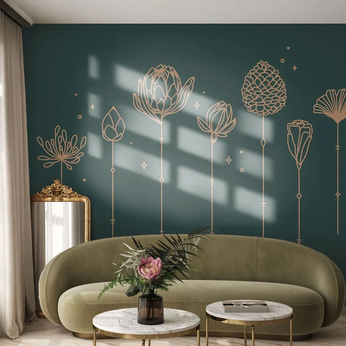 Fototapete Standard Eco - Familie ZIÓŁkowski - Blumen, Art Deco, Minimalistisch - 350x256 cm
