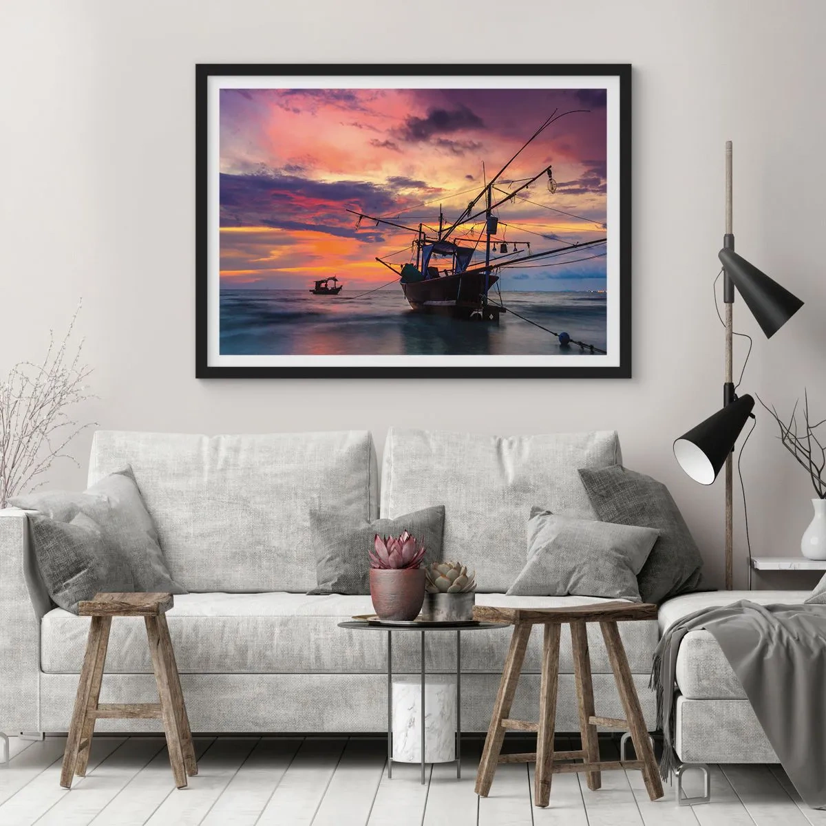 Poster in einem schwarzem Rahmen - Exotischer Abend - 91x61 cm