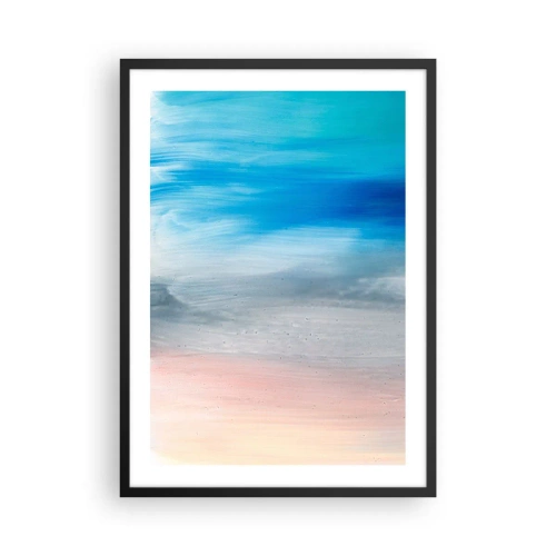 Poster in einem schwarzem Rahmen - Eine abstrakte Komposition in Blau-, Grau- und Beigetönen. - 50x70cm - Elemente: Luft - Moderne Wanddekoration für Wohnzimmer und Schlafzimmer ARTTOR