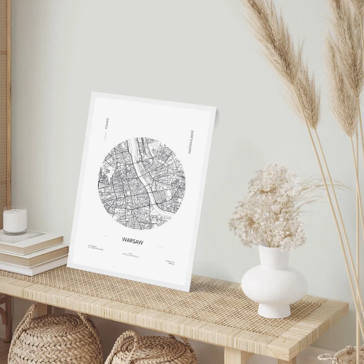 Poster in einem weißen Rahmen - Anatomie von Warschau - 30x40 cm
